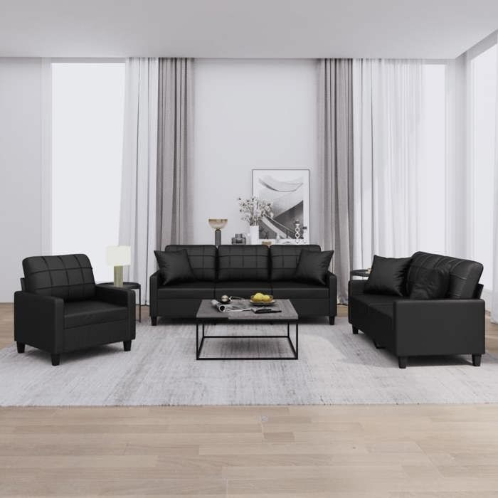 vidaXL Ensemble de Canapés avec Coussins 3 pcs Canapés avec Accoudoirs et Dossier Ensemble de Meubles Mobilier de Salon 3201348