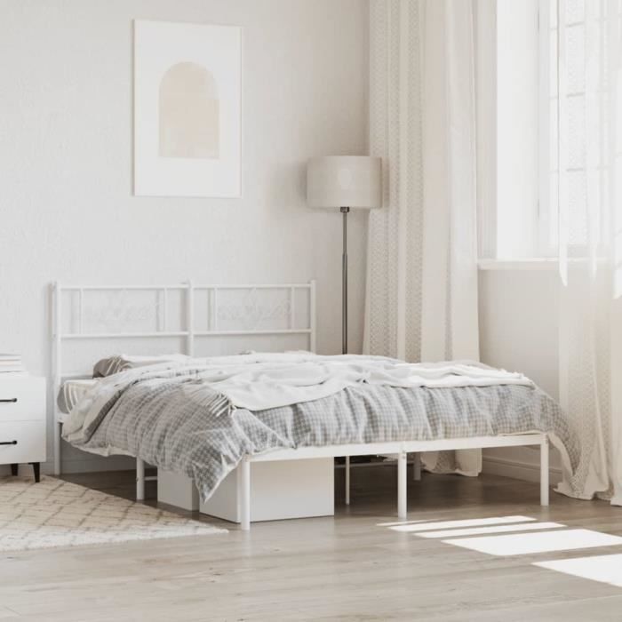 vidaXL Cadre de lit métal sans matelas et tête de lit blanc 120x190 cm 355313