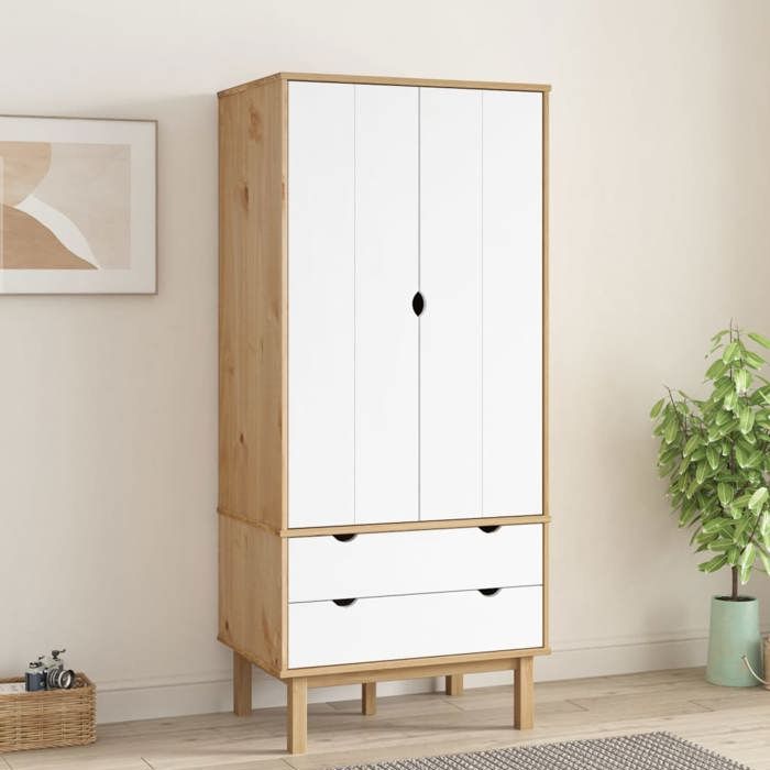 vidaXL Garde-robe OTTA Marron et blanc 765x53x172 cm Bois massif pin 348590