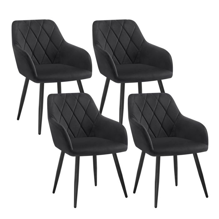 WOLTU 4x Chaise Salle à Manger Chaise de Cuisine en Velours Assis Rembourré et Pieds en Métal Noir BH352sz-4 WOLTU 4x Chaise Salle à Manger Chaise de Cuisine en Velours Assis Rembourré et Pieds en Métal Noir BH352sz-4