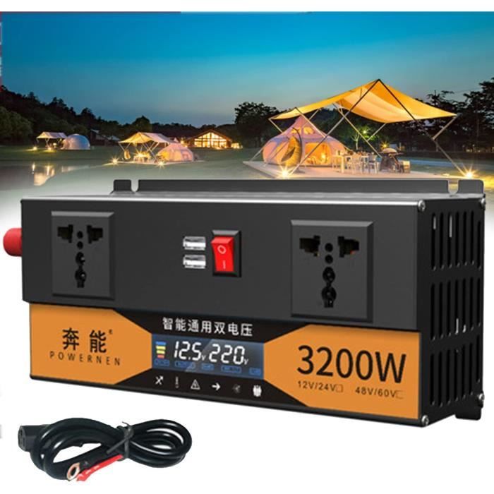 Onduleur 24V à 220V 200W Pour Camion - Sinusoïdale Modifiée, 4 Ports USB, Double Prise, Affichage LED