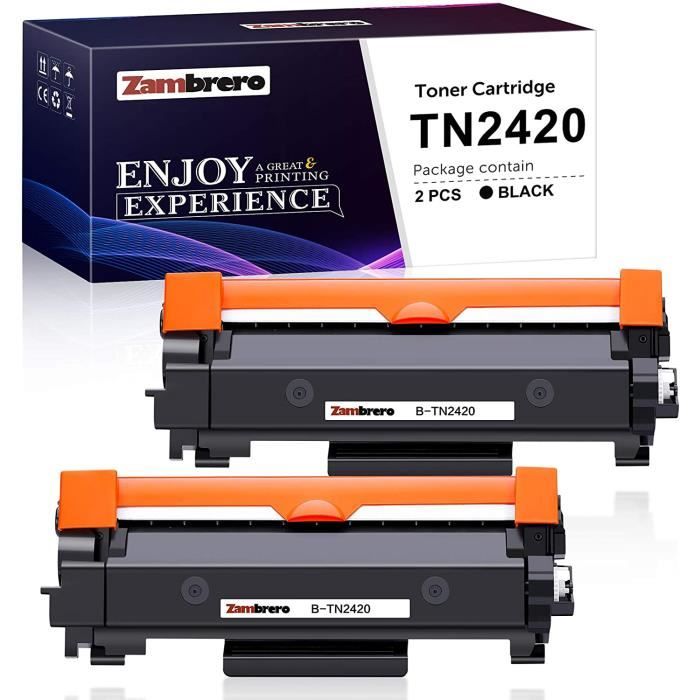 2 Toner Compatible Brother TN2420 TN2410 pour DCP-L2510D DCP-L2530DW,  Autonomie de 3000 Pages - Cdiscount Informatique