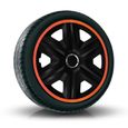 Enjoliveurs de roue pour jantes en acier - NRM - Fast Lux - Noir-Orange - 15 pouces-1