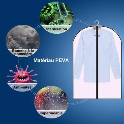 Lot De 6 Housses Vêtements à Suspendre 100x60 Cm - PEVA Imperméable, Fenêtre Transparente, Antipoussière - 10