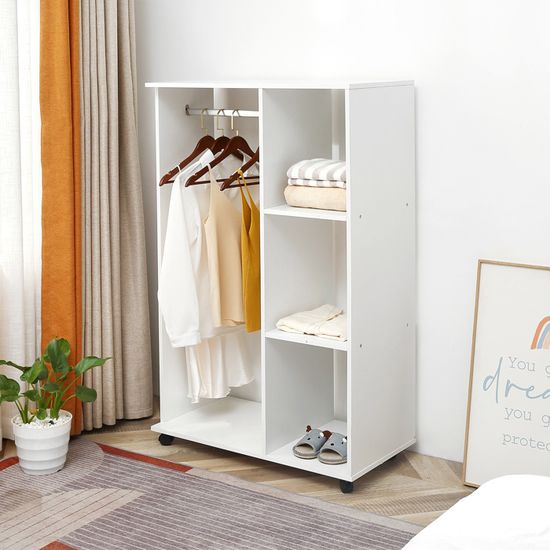 HOMCOM Armoire De Rangement Bois 70 X 40 Cm - Blanche, 2 Étagères, Design Moderne