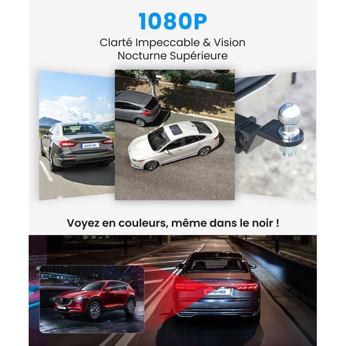 Caméra De Recul Solaire AUTO-VOX Caméra De Recul Sans Fil W7-5 Avec Moniteur Stable De Signal Numérique Pour Voiture, Pickup, SUV, Camionnette, Camion – Caméra De Recul Facile à Installer Avec Vision