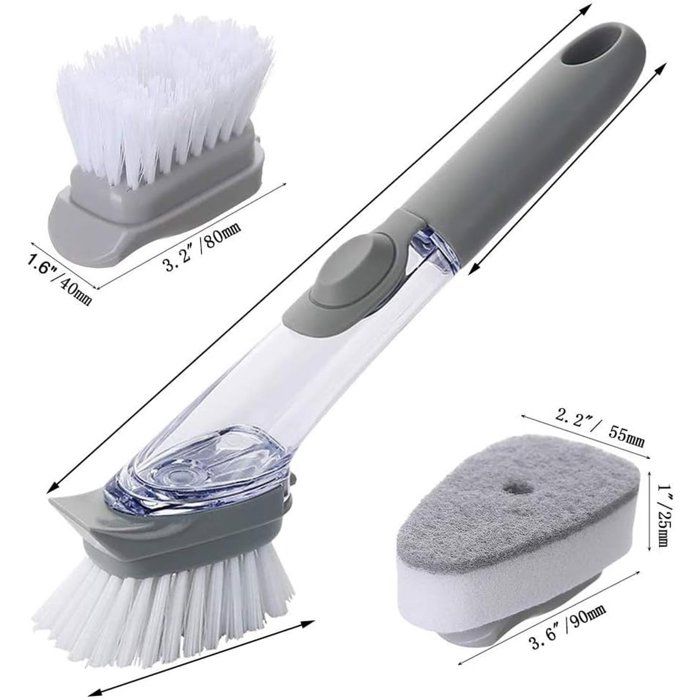 Brosse Vaisselle Brosse de Cuisine avec Réservoir de Détergent, Brosse de Nettoyage pour Nettoyer Vaisselle Casseroles Poêles Évier Brosse Vaisselle Brosse de Cuisine avec Réservoir de Détergent, Brosse de Nettoyage pour Nettoyer Vaisselle Casseroles Poêles Évier