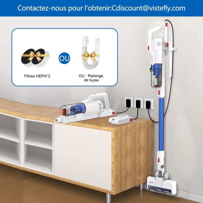 Vistefly V10 Pro Aspirateur balai sans fil multifonctions25000pa batterie amovible 250W 40 minutes d autonomie ultra leger Cdiscount Electromenager