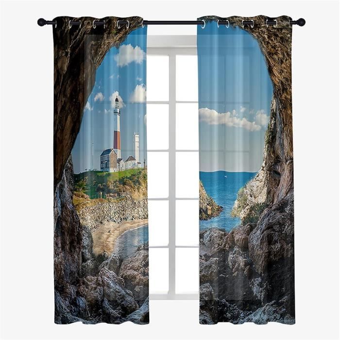 Lot Rideaux Occultants New Man – Thème Nautique, Beige, Double Couche – Occasion
