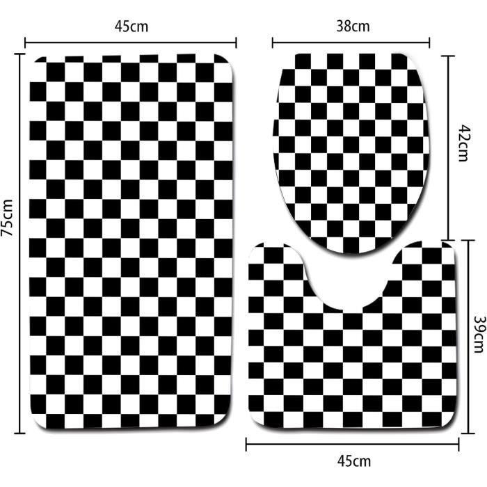 Tapis Toilette Motif Sauge Et Grain De Bois. Tapis De Bain Trois Pièces