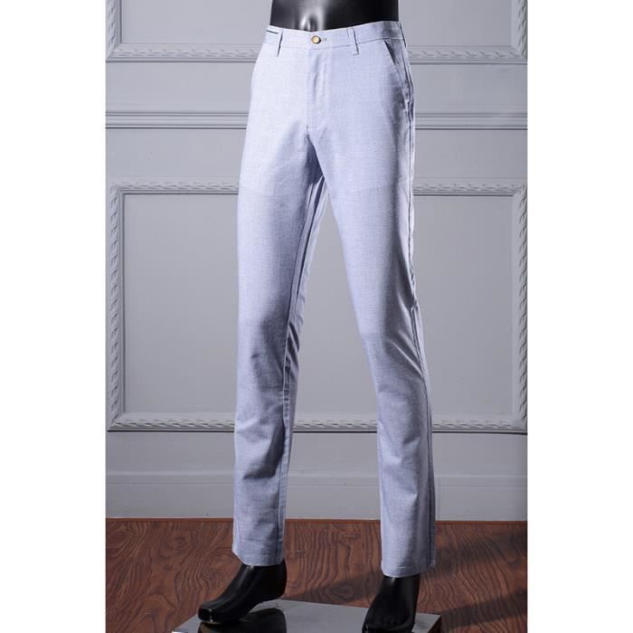 Pantalon en Lin Homme Slim Fit Confortable Taille Elastiquee Coupe Droite  Léger Eté - Bleu Bleu - Cdiscount Prêt-à-Porter