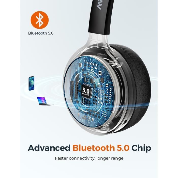 Casque de centre d'appel Bluetooth avec micro, casque sans fil
