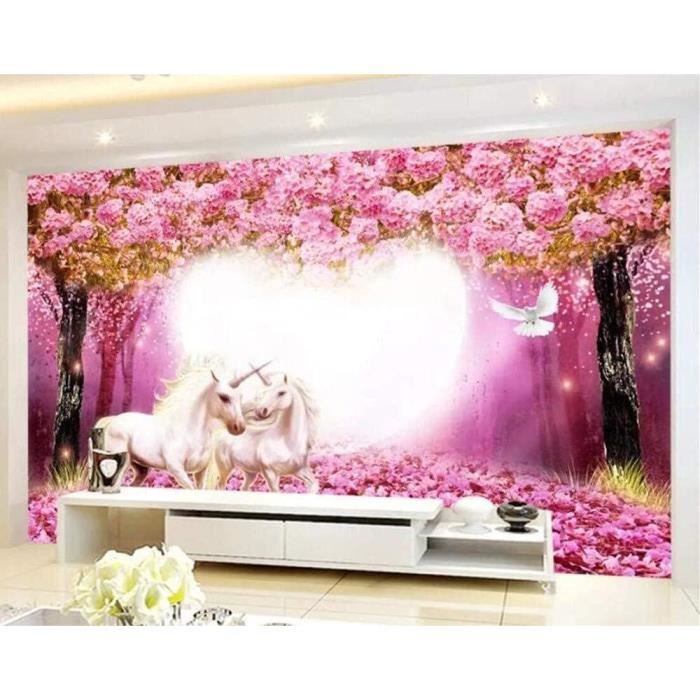 JEEWALLPAPER Papier Peint 3D Intissé Licorne Du Bois Blanc Chaud Papier ...