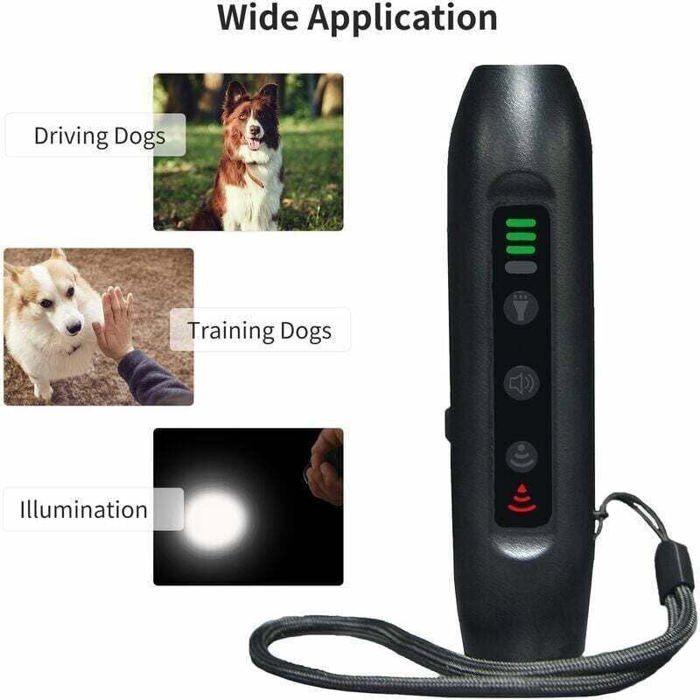 Répulsif Ultrasonique - PRUMYA - Dispositif Anti-aboiement 2 En 1 - Lumière LED - Pour Chiens De Petite Moyenne - Animalerie