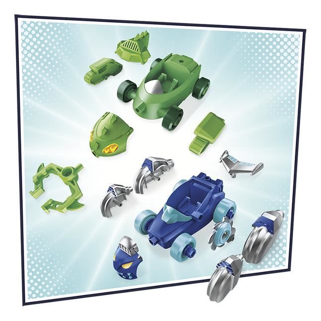 Camion Extra-Totem Pyjamasques 2-en-1 – Station De Montage Et Lance-véhicules – Inclus 2 Voitures Et 2 Figurines