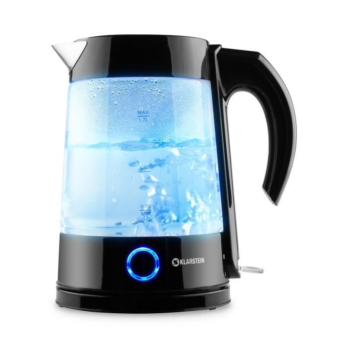 Bouilloire électrique noire sans fil 1,7L LED bleu 2200W