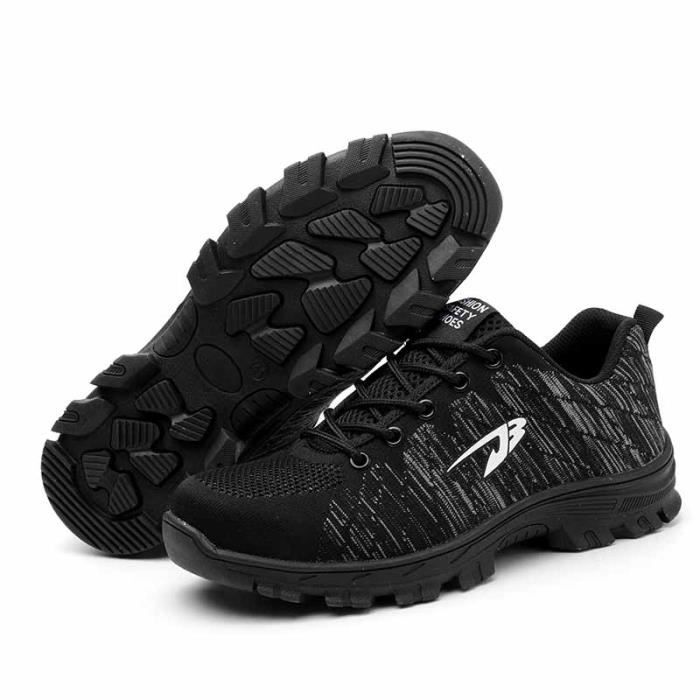 Chaussures de sécurité pour hommes Anti-écrasement Anti-crevaison  Chaussures de travail Respirantes Fly Knit Légères Antidérapantes