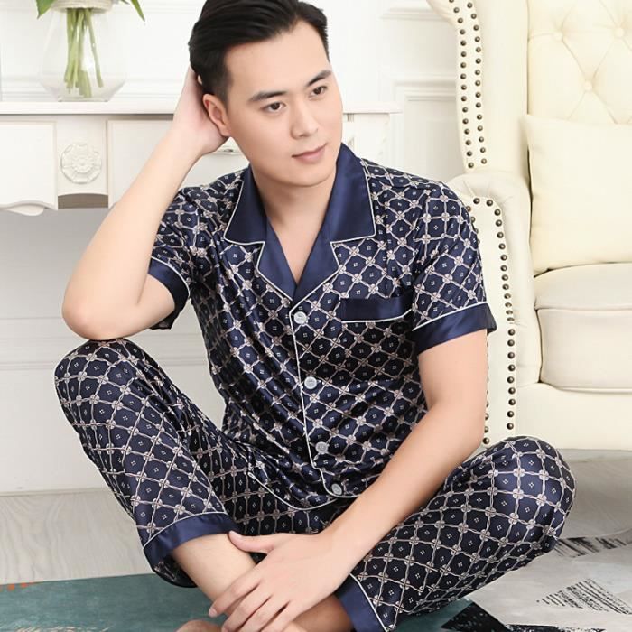 Ensemble pyjama 2 pi ces Manches courtes pantalon Pyjama homme