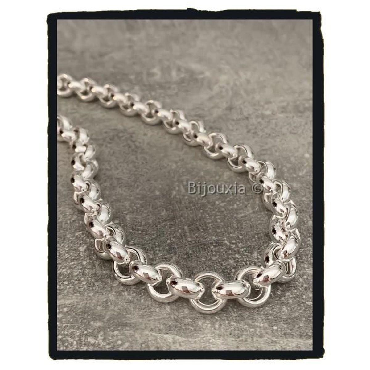 12 mm Collier argent sterling maille jaseron 