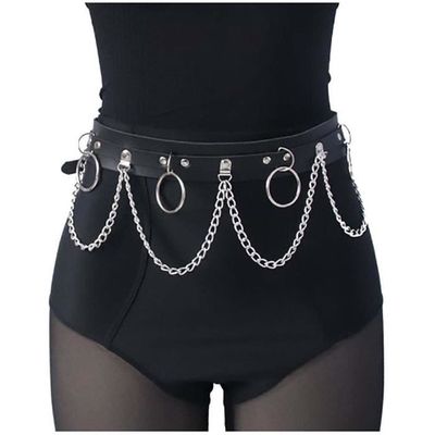 Chaîne De Corps Punk En Cuir Noir – Ceinture De Poitrine Ajustable – Pour Soirée, Boîte De Nuit, Cosplay – Bijou Femme