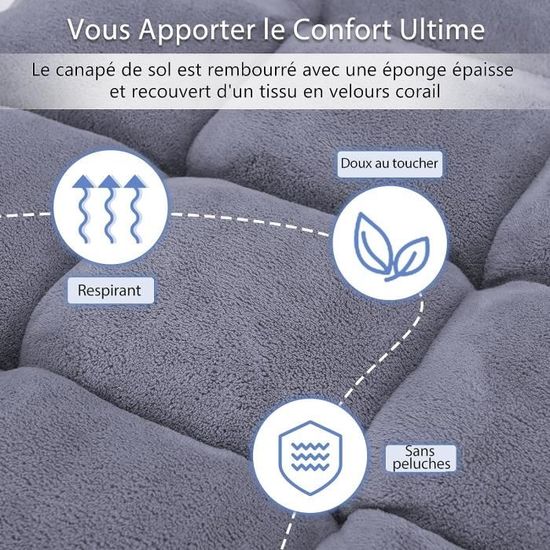 Gris Chaise de Sol Réglable Canapé Paresseux Chaise de Relaxation Rembourrée Ergonomique Fauteuil-lit Réglable Paresseux Confortable pour Lecture Repos Pratique pour Maison lyrlody