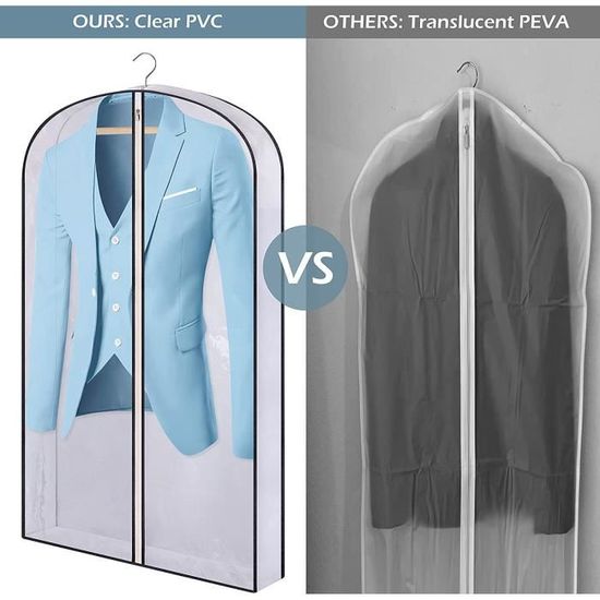 Housses à Vêtements Transparentes Étanches - 60x153 Cm, Soufflets 10 Pouces, Pour Costumes, Robes, Manteaux - Rangement Voyage Ou Penderie