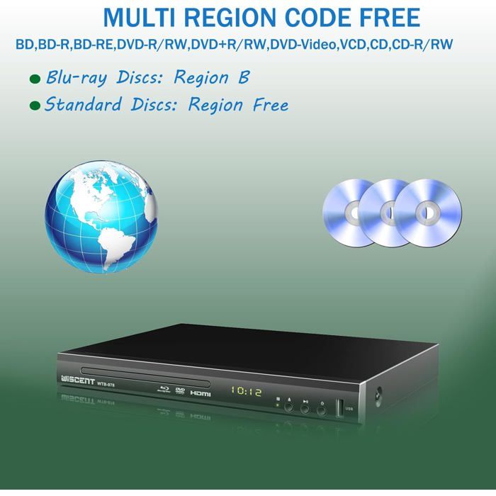 Lecteur Blu-Ray WISCENT WTB-978 Compact Full HD 1080p avec HDMI