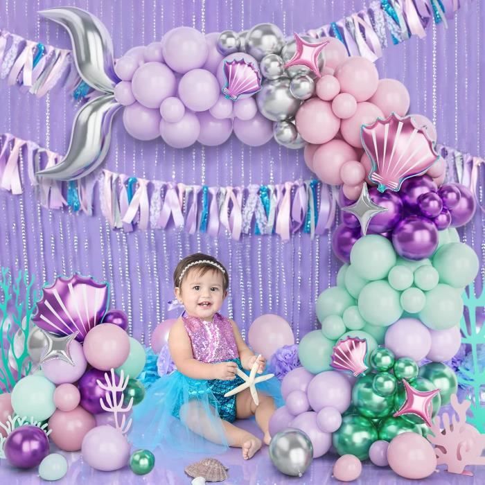 8Pcs Sirène Queue Ballons Xxl Sirène Hélium Ballon Sirène