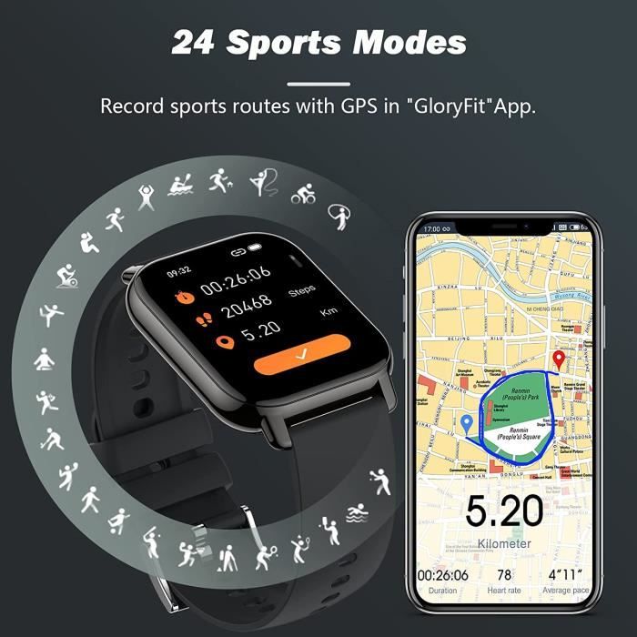 Montre Connectée Femme 2022 avec Appels Bluetooth, 1,85'' Smartwatch Sport  Étanche IPX8 avec Fonction Féminine, SpO2, Fréquence Cardiaque, Sommeil,  Montre Intelligente pour Android iOS(Or Rose) : : Mode