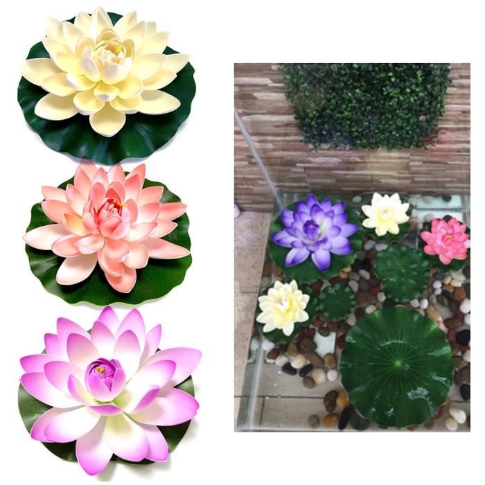 4 Nénuphars Artificiels Flottants - Décoration Étang Ou Piscine - Fleurs Simulation 17 Cm