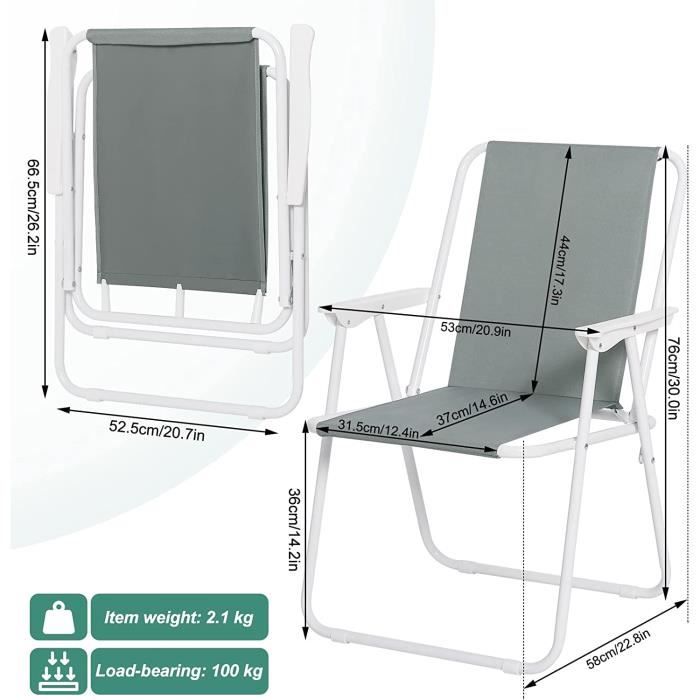 Lot De 2 Chaises De Camping Légères Pliantes - Avec Sac De Transport - Occasion En Bon état