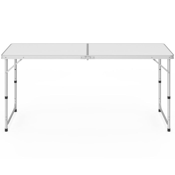 Table Portable Blanc Table Pliante Rectangulaire LEADZM 70x50x60cm - Blanche, Camping, Jardin, Barbecue, Réglable Hauteur Table Portable Jardin