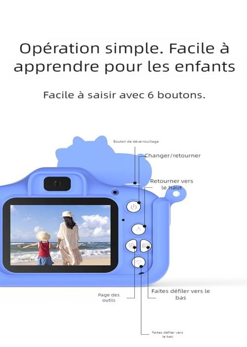 Appareil photo enfant - DINOSAURE - Vert - Écran IPS 2,0 pouces - Double caméra HD - 32 Go