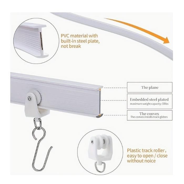 1 Jeu De Rails De Rideau De Plafond Flexibles Et Pliables, Rail De Rideau De 3 M, Tringle Flexible En Forme De U, Guide De Rouleau De Rideau De Douche | Leroy Merlin