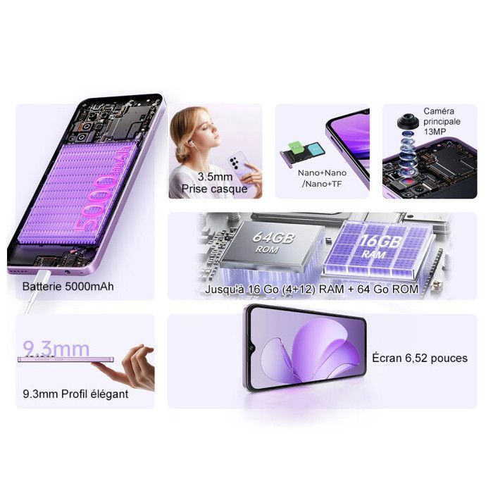 OUKITEL C2 - Telephone Portable Pas Cher 16 (4+12) GO+128GO