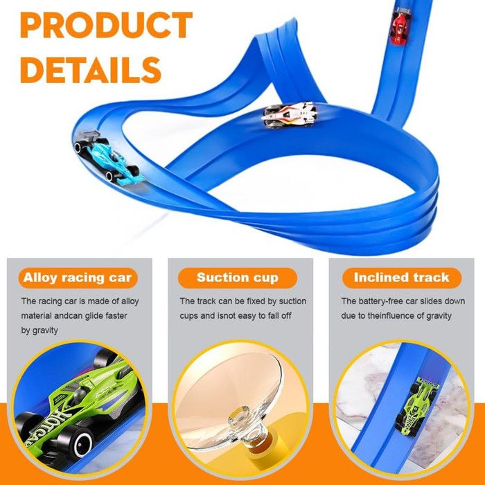 Dreamon Piste De Course Flexible De 4,8 M Pour Enfants Avec 4 Voitures Jouets, 2 Rampes Et 1 Sac De Rangement, Fente De Vitesse, Cadeau D'anniversaire Pour Garçons Et Filles De 3