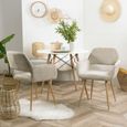 MEUBLES COSY Lot de 2 fauteuils chaises - Tissu Beige – Pieds métal effet bois –Style Scandinave – Salle à manger, bureau, salon-0