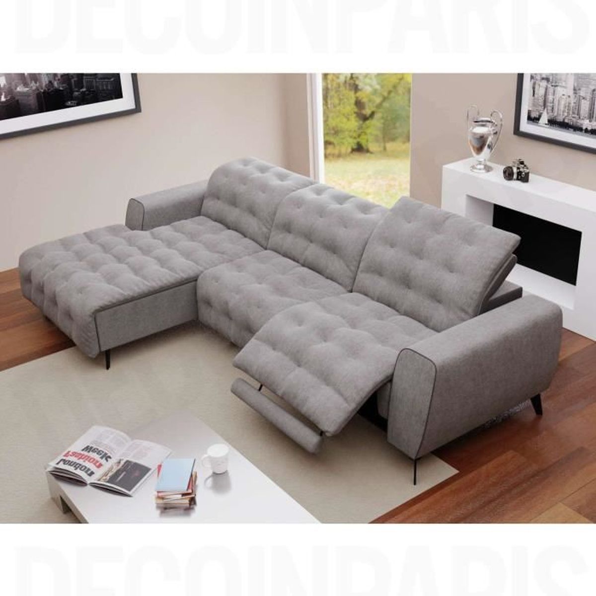Canape D Angle Relax Electrique Avec Meridienne A Gauche En Tissu