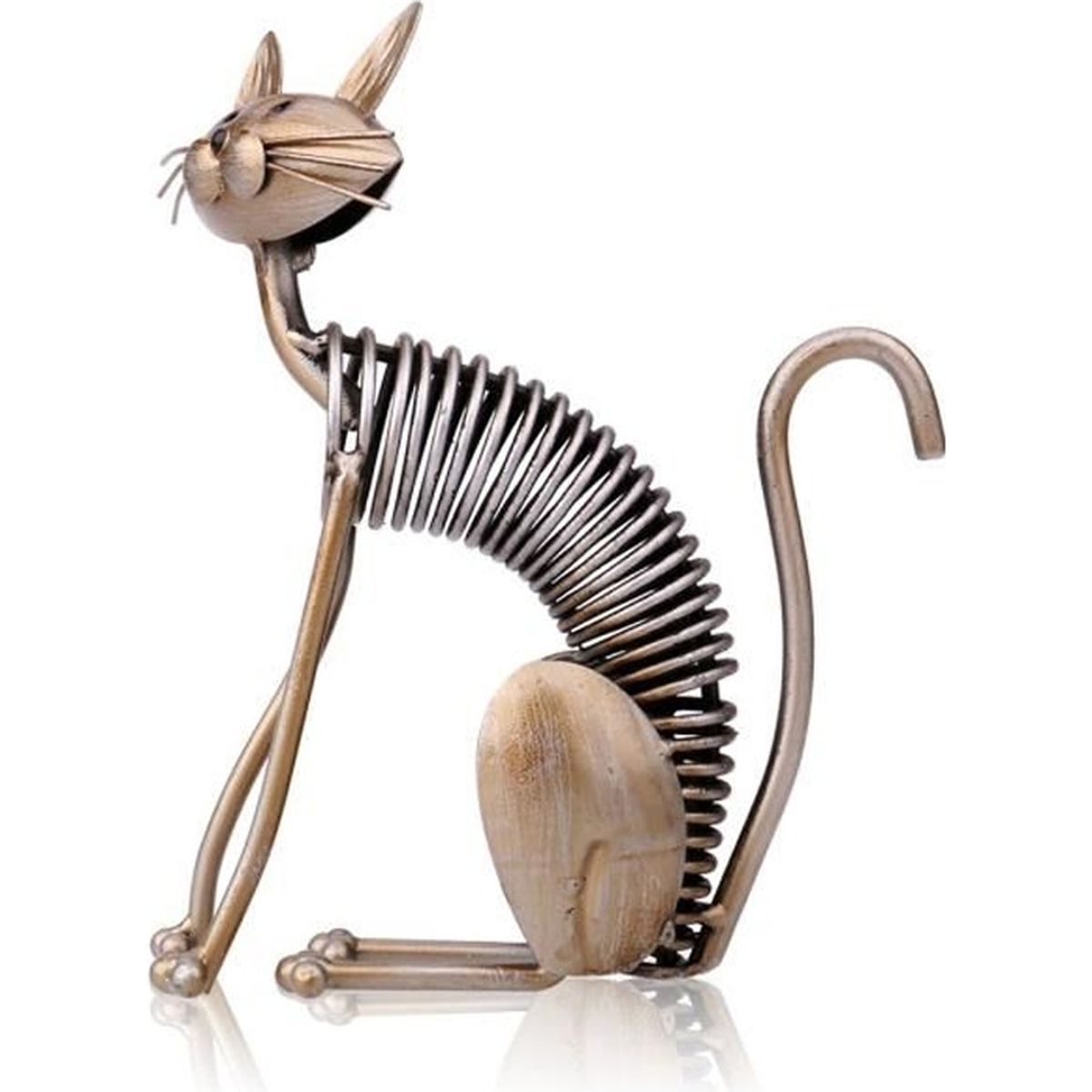 Resine Grand Chat Avec Queue Blanc Figurine Statue 7 5 Hauteur