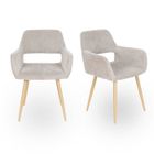 MEUBLES COSY Lot de 2 fauteuils chaises - Tissu Beige – Pieds métal effet bois –Style Scandinave – Salle à manger, bureau, salon