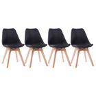 HAPPY GARDEN Lot de 4 chaises scandinaves NORA noires avec coussin