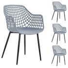 IDIMEX Lot de 4 chaises LUCIA pour salle à manger ou cuisine au design retro avec accoudoirs, coque en plastique gris clair