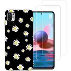 Compatible Xiaomi Redmi Note 10 5G- Coque arrière imprimée fleurs et 2 protections vitre écran en verre trempé -NOVAGO