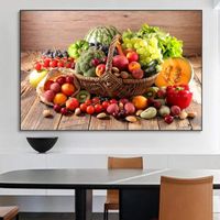 Légumes et fruits dans un panier décor de cuisine affiche et impressions photo de nourriture sur toile art 50x70 cm sans cadre