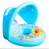 Bouée de sauvetage gonflable pour bébé avec volant et pare-soleil pour enfants de 1 à 4 ans Bleu [639]