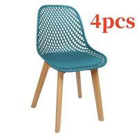 Lot de 4 chaises de salle à manger en bois creux PP HUOLE - Motif ajouré Bleu - Style Scandinave Moderne