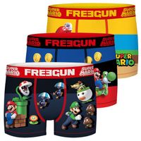 FREEGUN Boxer homme SUPER MARIO, caleçon homme Luigi, Mario, Yoshi, ceinture large (4 cm) - multicolore taille L (Lot de 3)