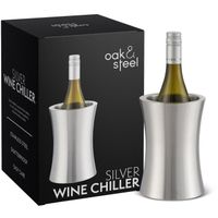 Rafraîchisseur de Bouteille de Vin & de Champagne - Oak & Steel - Acier Inoxydable Premium avec Boîte Cadeau