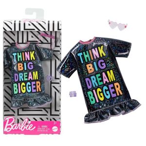 ACCESSOIRE POUPÉE Ensemble Dream Bigger - Vêtements pour poupées Barbie -
Comprend : 1 robe avec cantonnière, 1 lunettes de soleil, 1 bracelet