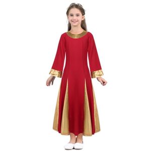 Enfants Filles Robes Robes longues H&M Robes longues Rotes leichtes Kleid mit Rüschen an den Schultern 